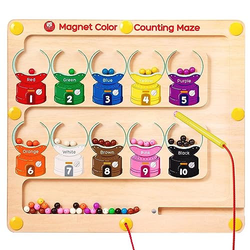JoyCat Color & Number Maze Montessori Wooden Color Matching Learning Counting Puzzle