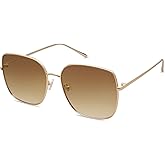 SOJOS Trendy Oversized Square Metal Frame Sunglasses for Women Men Retro Big Flat Lens UV Protection Sunglasses SJ1146