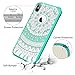 SmartLegend iPhone Xs Max Case, Girls Women Slim Anti-Slip Clear Hybrid Hard PC + TPU Bumper Mandala Floral Shockproof Full-Body Protective Phone Cover for iPhone Xs Max 6.5 Inch- Mint