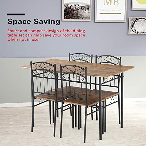 Mecor 5 Piece Dining Table Set, Vintage Wood Tabletop Kitchen Table w