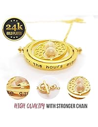 KalematStore - Collar para aficionados a la torsión del tiempo, arena dorada en una bolsa de terciopelo rojo y caja de regalo