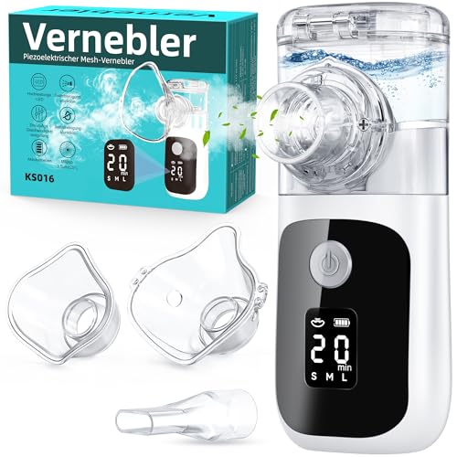 Inhalationsgerät,Inhaliergeräte für Erwachsene Kinder,USB Aufladbarer Leiser Inhalator mit Mundstück 2 Masken, Portable Vernebler mit Selbstreinigungsfunktion,E