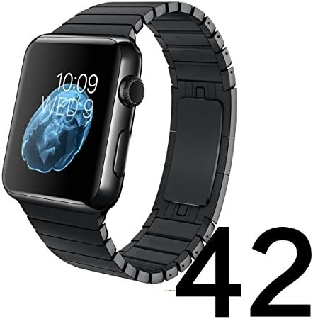 Watch Band - BIGTANG Stainless Steel Replacement Smart Watch Band with Butterfly Buckle for Watch - Space Black 42mm
