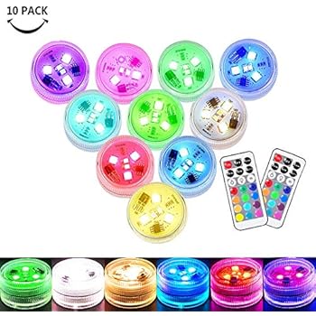 Small Submersible LED Lights Mini Waterproof LED Tea Lights Candles Multi-color Battery Powered with Remote Control Party Events Home Vase Swimming Pool Pond Decoration Lighting -10PACK