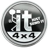 4 x 4 Metal Automotive Badge 3D Metal Emblems Round Emblem Decals Car Badge Decals Stickers Compatible with Jeep Wrangler Vehicles Trucks SUV (4x4it JUSR Send IT)