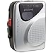 Groov-e GVPS525SR Portable Retro Personal Cassette Player and Recorder with Built-in Speaker & Microphone, AM/FM Radio, 3.5mm Headphone Jack and Earphones Included - Black/Silver