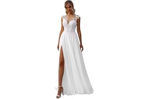 BOFDUFO Wedding Dress for Bride Boho Beach Lace Appliques Mermaid Bridal Gowns with Train