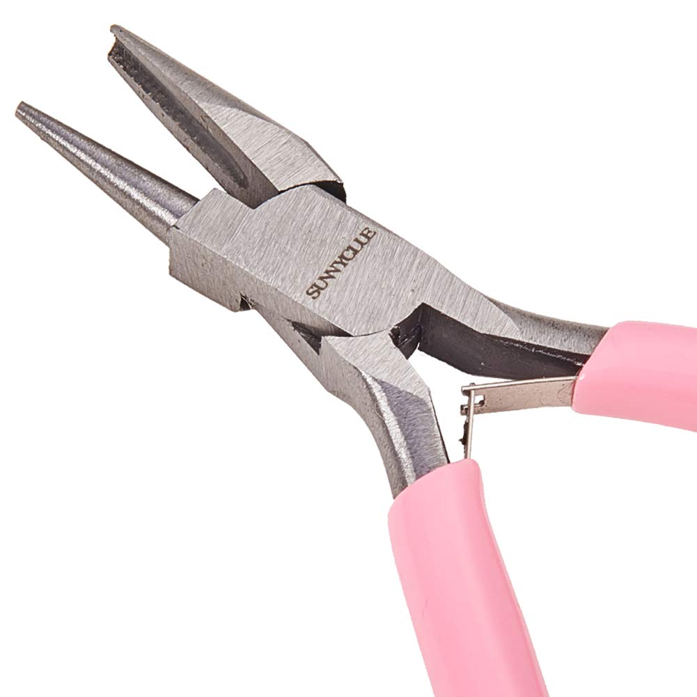 SUNNYCLUE 4.5 Inch Round Concave Pliers Wire Looping Pliers Mini Precision Plier Wire Bending Tools for DIY Jewelry Making Hobby Projects Pink