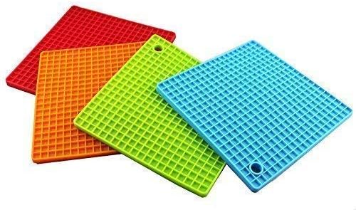 Happy Reunion 4 Pack Silicone Pot Holder or Hot Dishers Heat Resistant Food Grade Silicone – Firm Grip & Drip Collection
