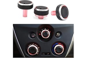 VIGORWORK 3PCS Rotary Air Conditioning Knob for Nissan New Sunny March, Black, Auto Operation
