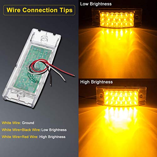 image for EXERAUO Led Amber Rectangular Side Marker Light 20LED Surface Mount Tr