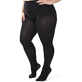 Teaaha Plus Size Tights for Women, 70D Opaque Black Tights, Plus Size Black Tight High Waist Control Top, Ultra Soft and Stretchy Stockings(3XL,black)