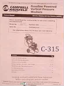 Campbell Hausfeld PW1755, PW2200, PW1753, PW2450, PW2455, Gasoline