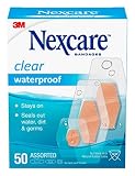 Nexcare Waterproof Clear Bandage Assorted Sizes, 50-Count Packages (Pack of 4)