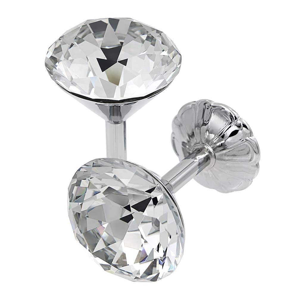 BSTKEY 60mm Crystal Curtain Hook Holder Drapery Tie Backs- Wall Mounted Window Curtain Holdback Wall Hook Tassel Holder (Silver)