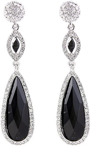Rhinestone Crystal Wedding Graceful Tear Drop Pierced Dangle Earrings