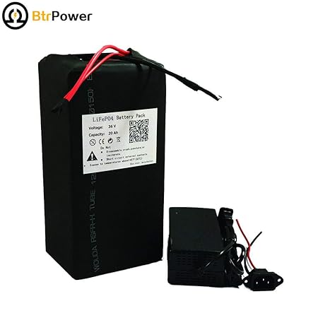 BtrPower 36V 20AH Ebike Lithium LiFe04 Akku Pack mit für 1000W Elektro Fahrrad Scooter