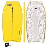 Goplus 41 inch Super Bodyboard Body Board EPS Core, IXPE Deck, HDPE Slick Bottom with Leash, Light Weight Perfect Surfing for Kids and Adults (Yellow)