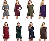 Bluetime Women's Basic Long Sleeve Casual Loose T-Shirt Dress