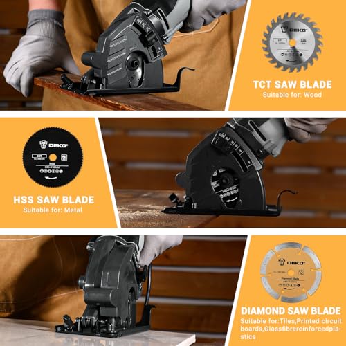 Mini Circular Saw 600W: DEKOPRO Compact Electric Circular Saws 5500 RPM with 3 Blades(85mm),Scale Ruler, Adjustable Depth to 27mm– Small Circular Saw Mini Saws for Wood, Soft Metal, Tile, Plastic