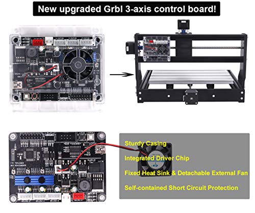 Upgrade 3000MW Laser Engraver CNC 3018 Pro Router Kit Engraving Machine, GRBL Control 3 Axis DIY Mini CNC Machine Wood PCB Milling Machine with Offline Controller + CNC Router Bits + ER11 Extension Ro