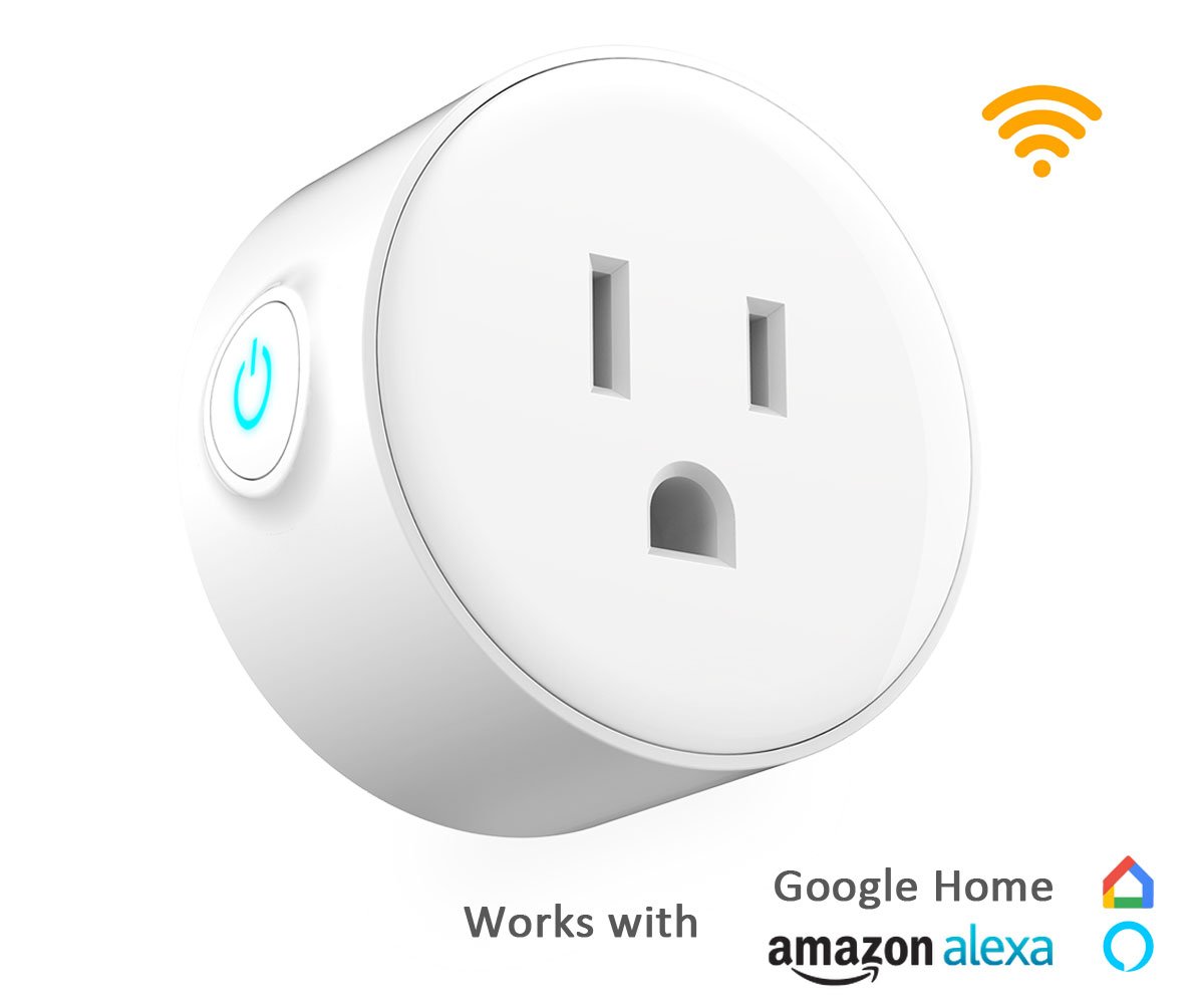 Smart Plug Mini Smart Outlet Wifi Timer Switch, Works with Amazon Alexa and Google Home, 2.4G Wifi Connection, No Hub Needed, 100 - 220V 1200W Max Load, ETL FCC Listed (Pack of 1)