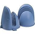 Mini Oven Gloves Silicone Heat Resistant Cooking Pinch Mitts Potholder for Air Fryer Kitchen Cooking & Baking (Blue)