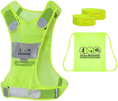 Running vests - Reflective running vest for men and women at night - High Quality Adjustable Reflective Running Vest With Large Phone Pocket - Bonus 2 Wristbands and Waterproof Bag - Hi Vis Vest