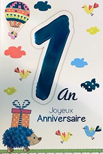 Age Mv 6900 Carte Joyeux Anniversaire 1 An Bebe Garon Fille Motif Herisson Cadeau Montgolfiere Ballon Oiseaux