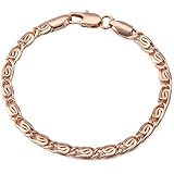 Trendsmax 5mm Womens Chain Ladies Snail Link Rose Gold Plated Bracelet 7-11inch