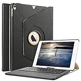 Boriyuan New iPad Pro 10.5 inch 2017 Keyboard Case - 360 Degree Rotating Stand Cover Leather Portfolio Case with Bluetooth Wireless Keyboard for Apple New iPad Pro 10.5 2017 (Black)