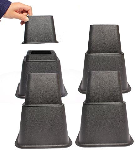 Dingheng Adjustable ,Multifunctional , Colorful Bed Riser or Furniture Riser in Heights of 3”,5” or 8” Heavy Duty Set of 8 pcs (8", Black)