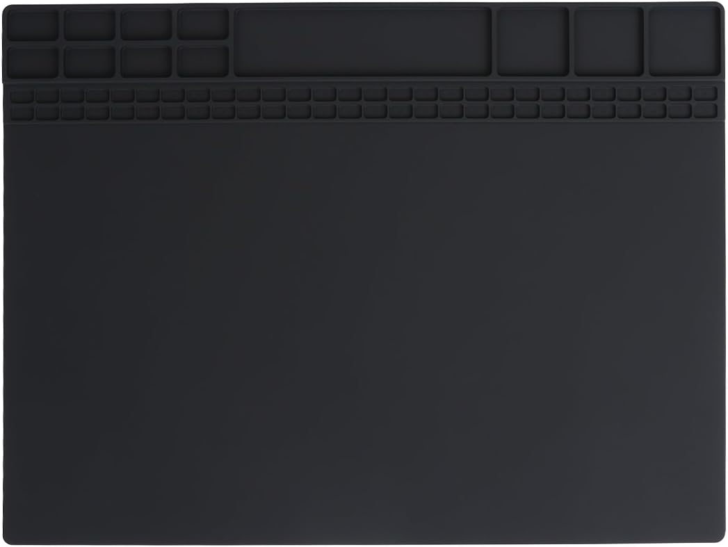 Silicone Soldering Mat Heat Resistant 932°F Insulation Desk Mat for Heat Gun,BGA Soldering Station,Cell Phone,Watch Repair Work Surface 15.8"x11.8 Black