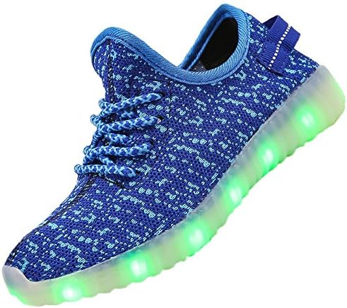 FASHOE Colors Breathable LED Light Up Shoes Flashing Sneakers for Kids Boys Girls-3001-Blue-34
