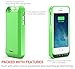 PowerBear iPhone 5SE / 5S / 5C / 5 Extended Rechargeable Battery Case [4000mah] Built in USB Power Bank Capacity (Up to 2.5X Extra Battery) - Green [24 Month Warranty and Screen Protector Included]