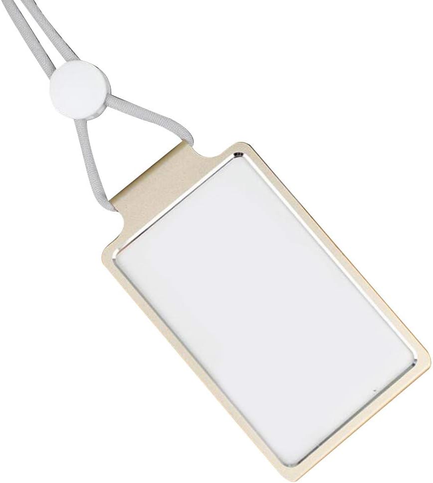 MA87 Business Work Bus Card Case Cover Lanyard Aluminum Vertical ID Card Badge Holder (Gold)