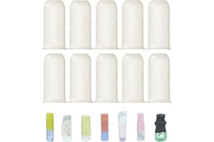 NELSHP Travel Bottle Covers for Toiletries 10 Pack Silicone Travel Size Container Sleeves,Stretching Travel Toiletries Accessories for Shampoo Lotion Conditioner (Clear White-10pcs)