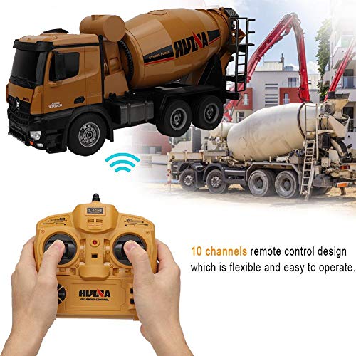 1:14 10 Channels Remote Control Cement Mixer Truck Toy RC Cement Truck Gift Toys, Simulated Mixer Truck for Kids & Children by Toy to Enjoy