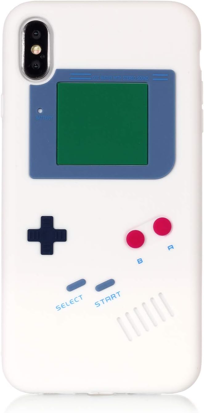 Apple iPhone Xs Max 6.5 inch Case,Newstore Retro 3D Game Boy Gameboy Style Soft Silicone Cover Case for Apple iPhone X Max 6.5 inch with A Free Packing with Newstore Trademark Gifts (White)