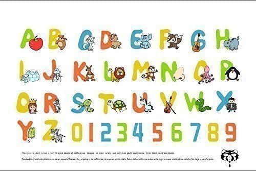 60 Count Disposable Placemats baby,Toddler, Child Educational ABC & 123 Design - Extra Adhesive Backing, Peel and Stick for Table Top