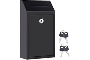 NUTROLAB Donation Box Wall Mount Collection Box with Lock Suggestion Box with Lock Delivery Mail Box Ballot Box with Key for Home Office Farm Outdoor