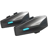 ASMAX S1 Motorcycle Bluetooth Headset with Smart Voice Control, 2 Pack | 8-Rider Mesh Helmet Intercom, 50 Riders via APP, ENC, Dual Chip Bluetooth 5.4, OTA Updates, Music Share, IPX7 Waterproof, FM