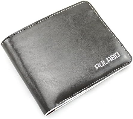 Pulabao Ultralight Men's Short Soft Oil Wax Leather Wallet Gray