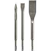 BOSCH HS143PK 3 pc. SDS-plus Bulldog Self-Sharpening Chisel Set | Star-point, viper flat and tile chisels, self-sharpening designs, SDS-plus shanks and compact storage tube