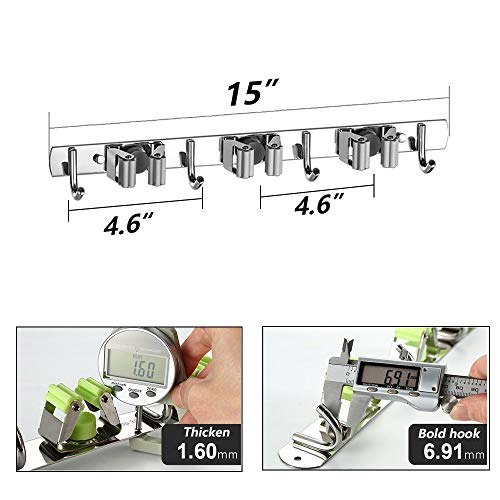 image for DGSL Broom Mop Holder Heavy Duty Wall Mount Stainless Steel Wall Mount