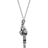 1928 Jewelry Antiqued Pewter Cat Whistle Pendant Necklace For Women, 30"