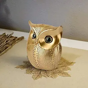 Xtore Modern Classy Lucky Owl Resin Art Figure Showpiece (Golden), 1 Piece
