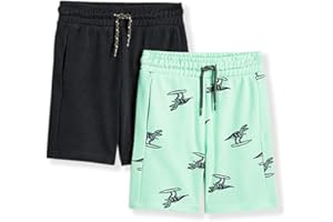 ACESTAR 2 Pack Toddler Boys Summer Shorts with Drawstring - Cotton Baby Casual Pull-On Jogger Shorts Active Sports Shorts