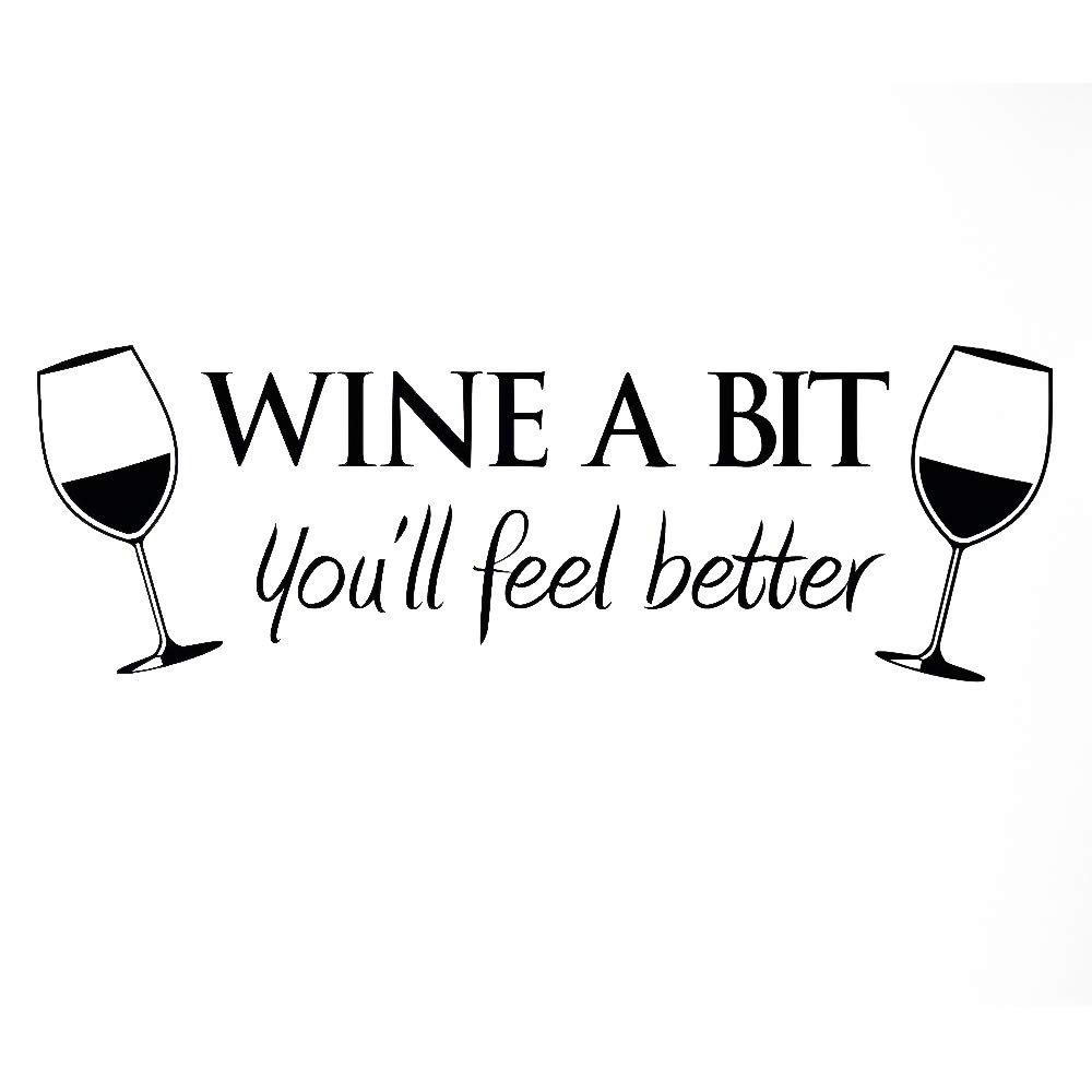 WINE A BIT KITCHEN Vinyl Wall Quote Sticker BY Cols Decals UK