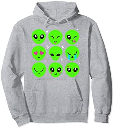 Unisex Alien Emoji TShirt Glow in the Dark Hoodie Medium Heather Grey
